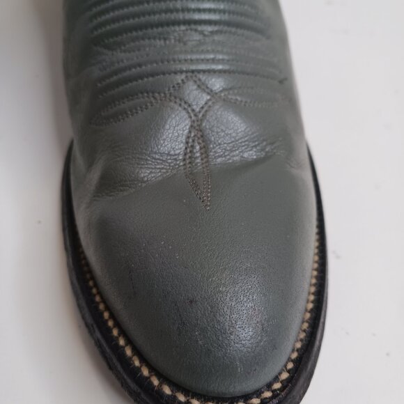 Vintage Justin Men's size 8D Western Style 1226 Grey Leather Cowboy Boot - Picture 3 of 12